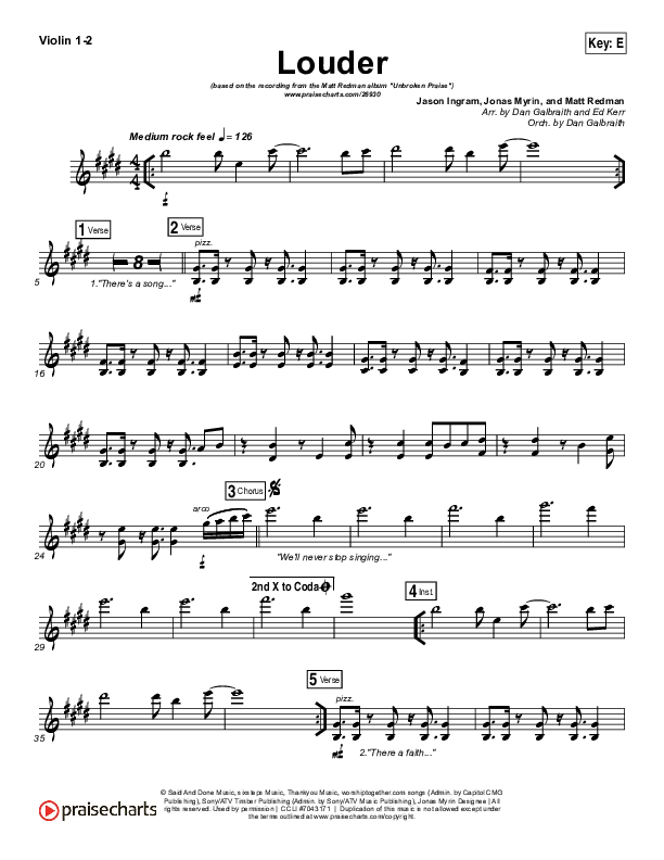 Louder Violin 1/2 (Matt Redman)