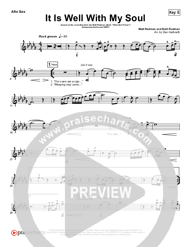 It Is Well With My Soul Alto Sax (Matt Redman)