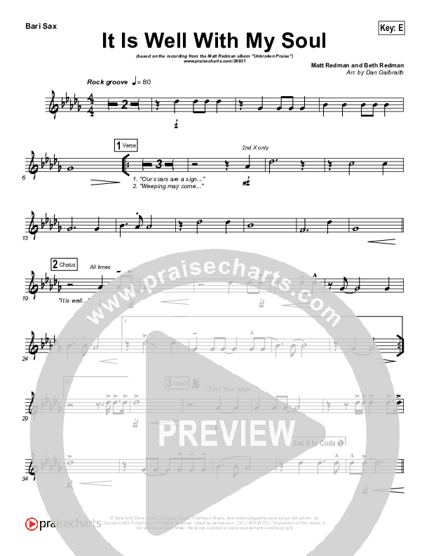 It Is Well With My Soul Bari Sax (Matt Redman)