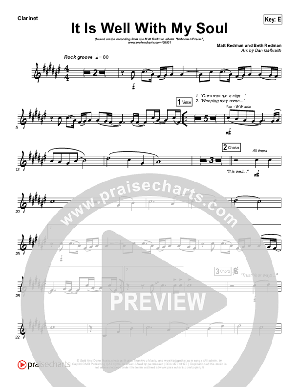 It Is Well With My Soul Clarinet (Matt Redman)