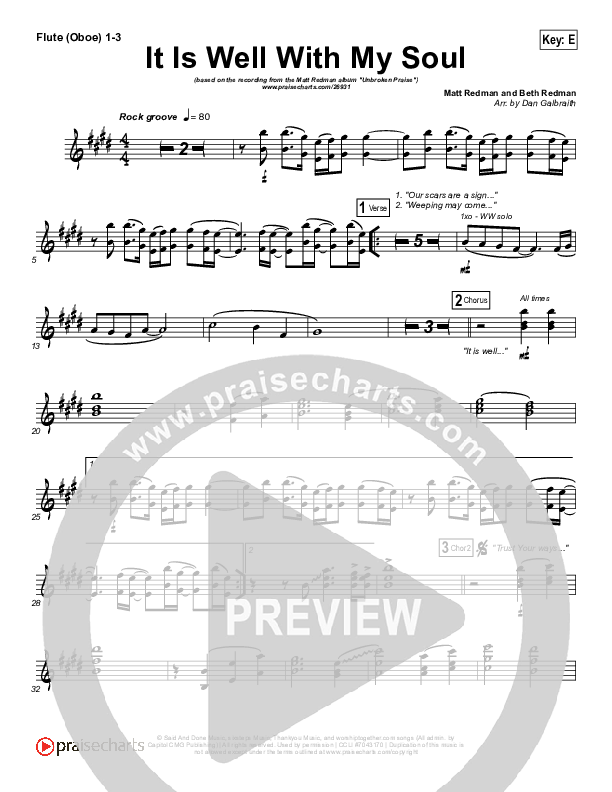 It Is Well With My Soul Flute/Oboe 1/2/3 (Matt Redman)