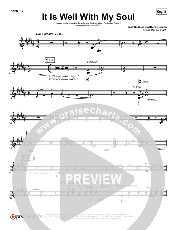 It Is Well With My Soul French Horn 1/2 (Matt Redman)