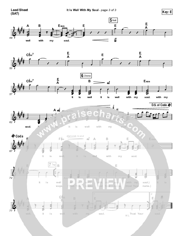 It Is Well With My Soul Lead Sheet (SAT) (Matt Redman)