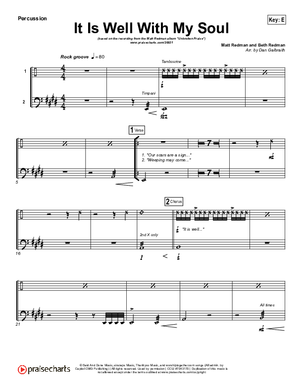 It Is Well With My Soul Percussion (Matt Redman)