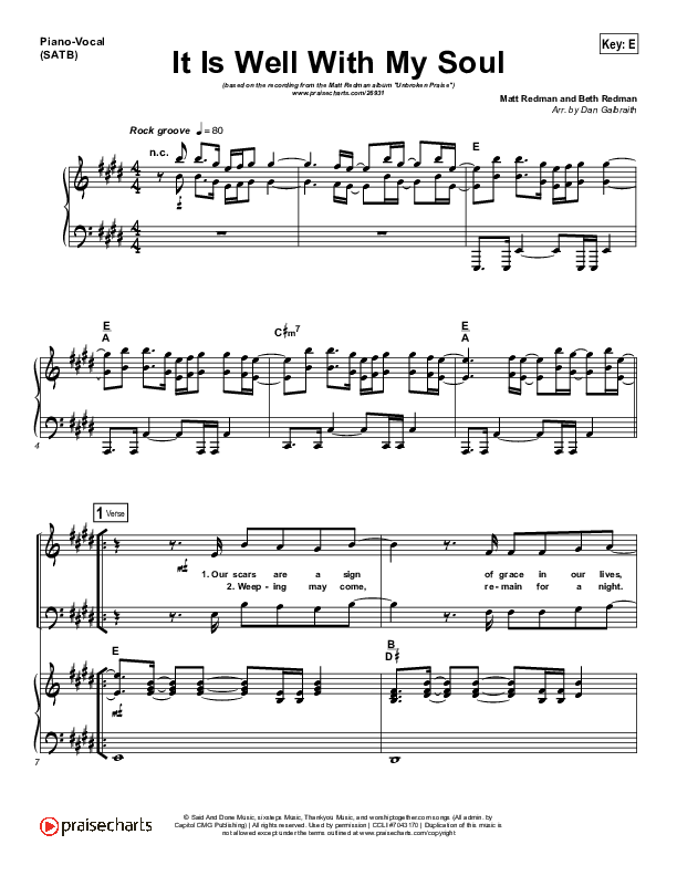 It Is Well With My Soul Piano/Vocal (SATB) (Matt Redman)