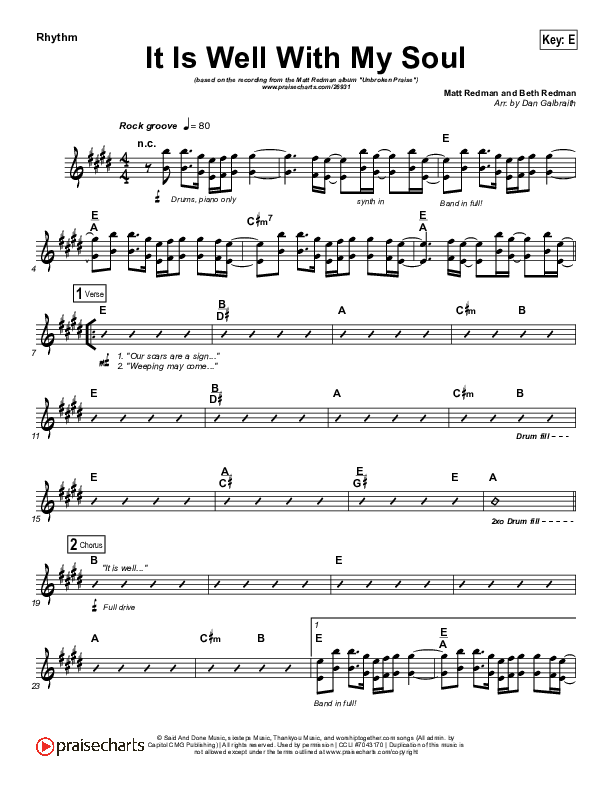 It Is Well With My Soul Rhythm Chart (Matt Redman)