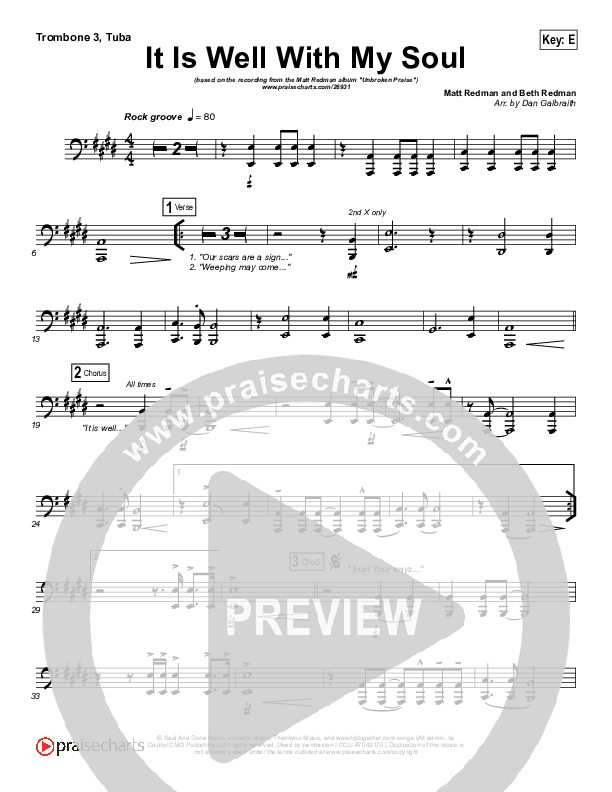 It Is Well With My Soul Trombone 3/Tuba (Matt Redman)