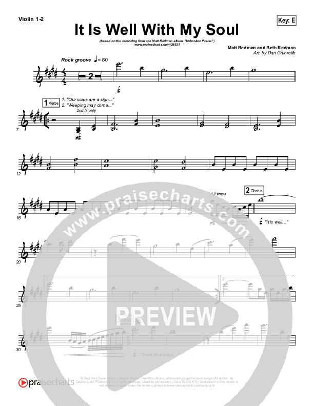 It Is Well With My Soul Violin 1/2 (Matt Redman)