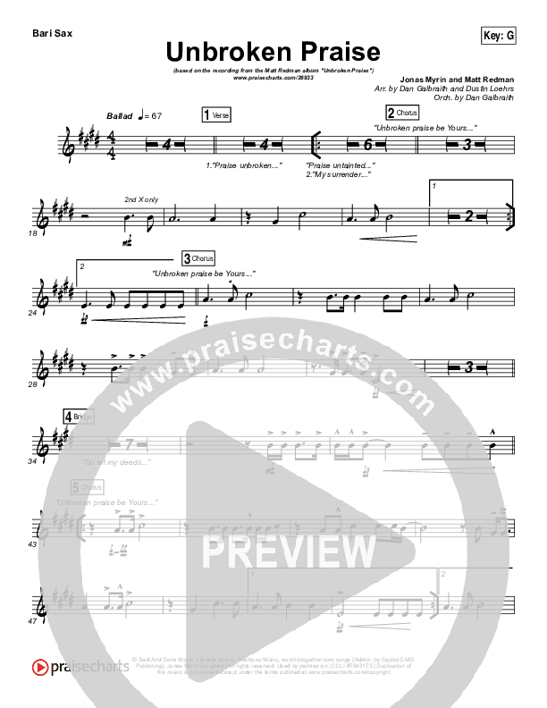 Unbroken Praise Bari Sax (Matt Redman)