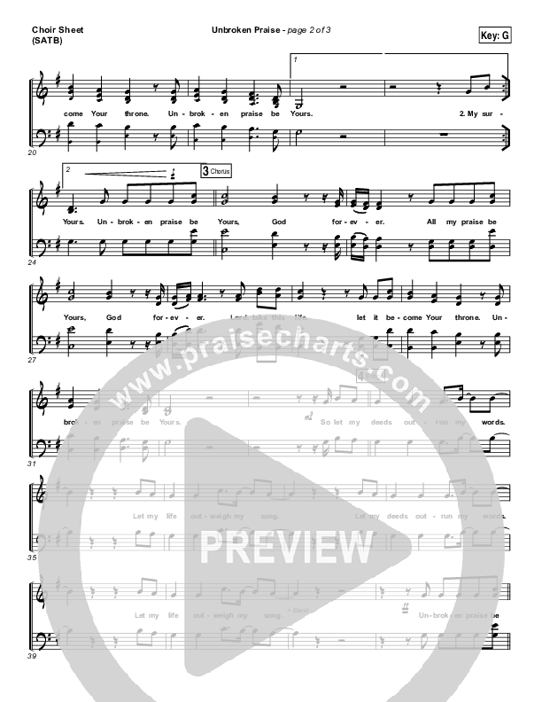Unbroken Praise Choir Sheet (SATB) (Matt Redman)