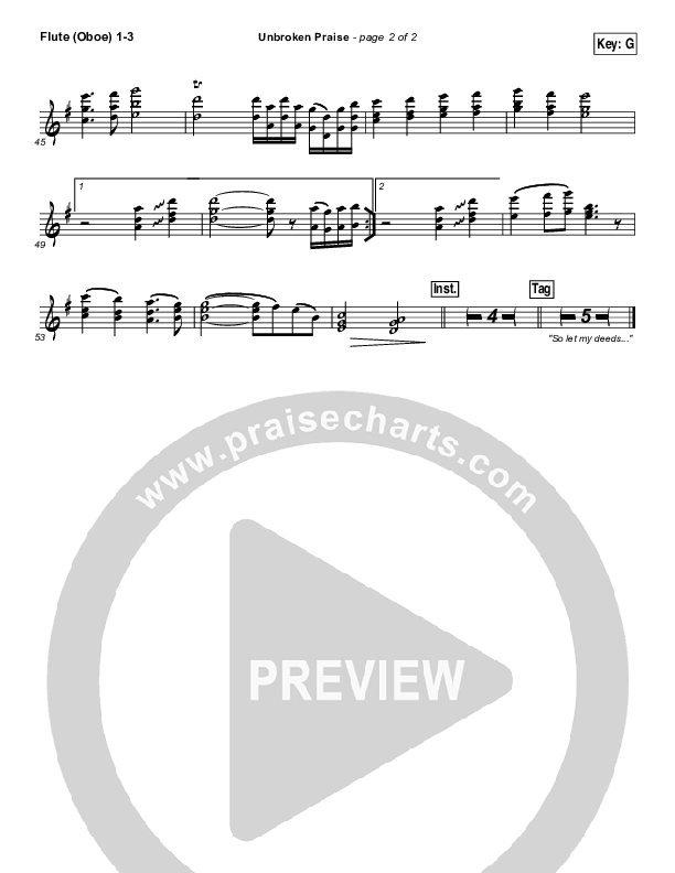 Unbroken Praise Flute/Oboe 1/2/3 (Matt Redman)