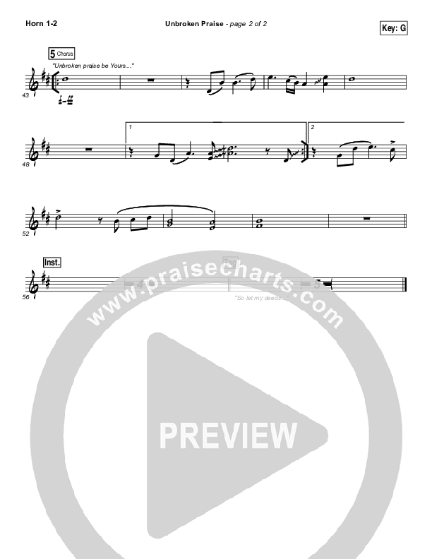Unbroken Praise French Horn 1/2 (Matt Redman)