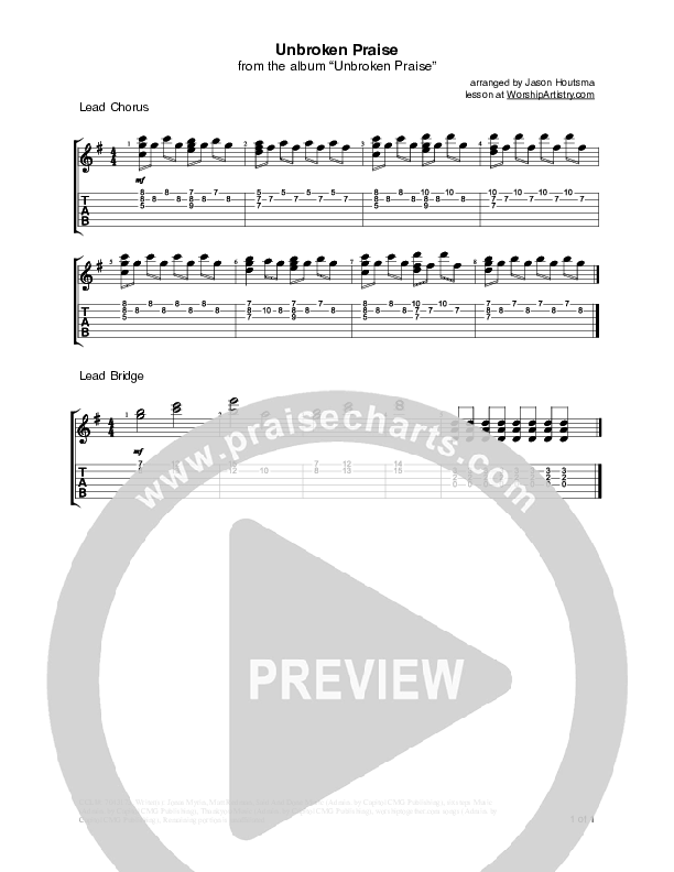 Unbroken Praise Guitar Tab (Matt Redman)