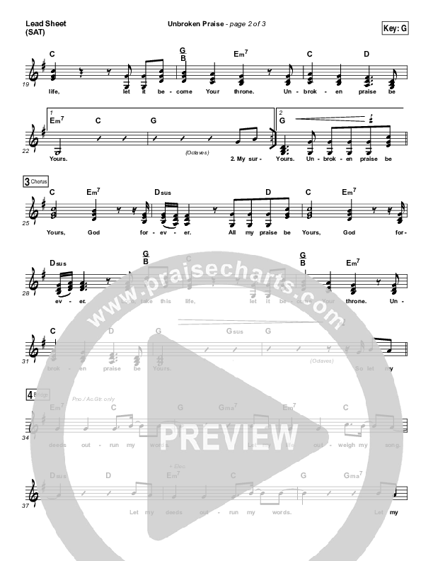 Unbroken Praise Lead Sheet (SAT) (Matt Redman)