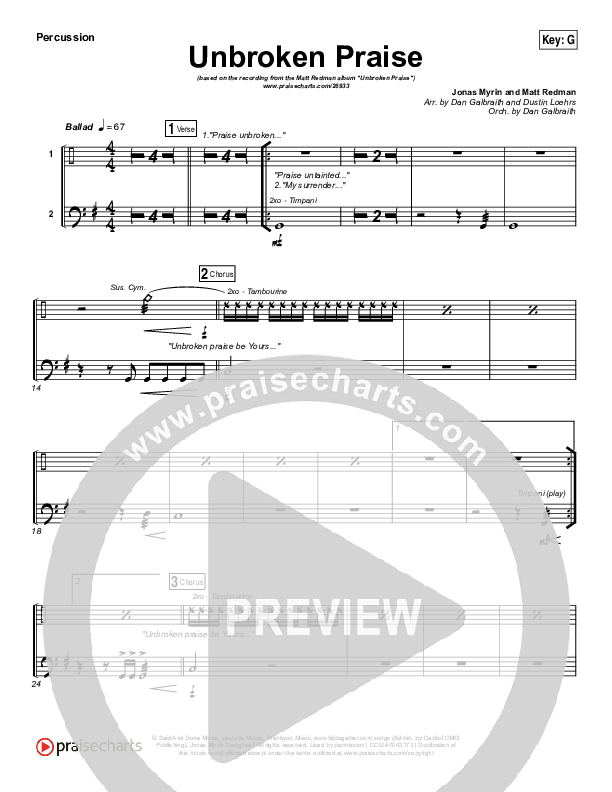 Unbroken Praise Percussion (Matt Redman)