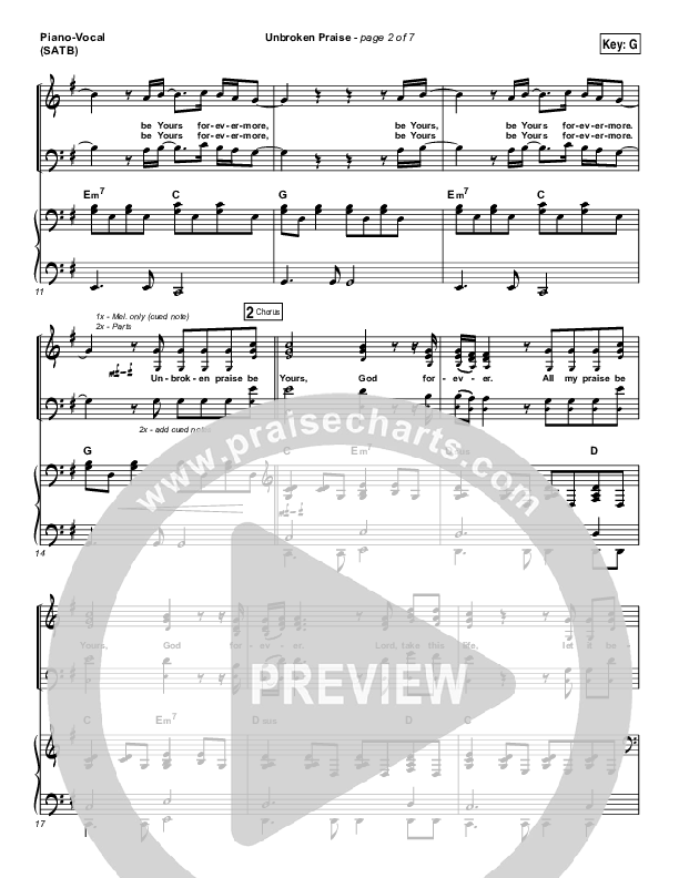 Unbroken Praise Piano/Vocal (SATB) (Matt Redman)
