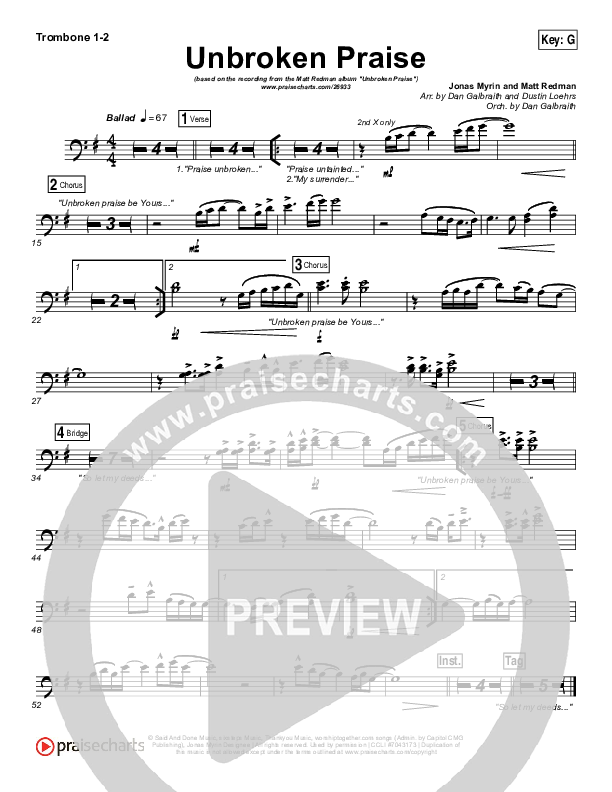 Unbroken Praise Trombone 1/2 (Matt Redman)
