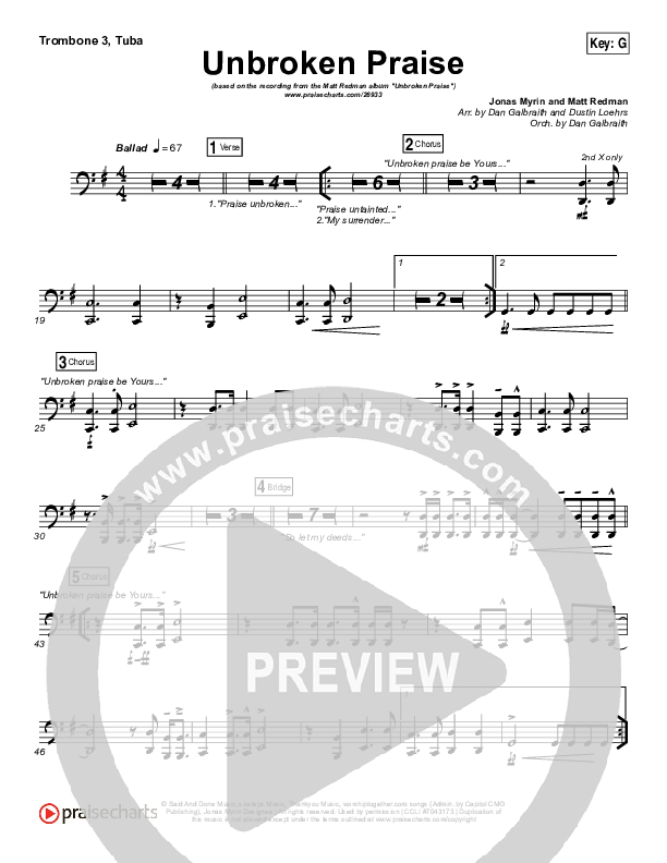 Unbroken Praise Trombone 3/Tuba (Matt Redman)