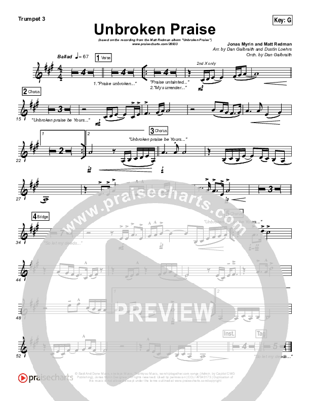 Unbroken Praise Trumpet 3 (Matt Redman)