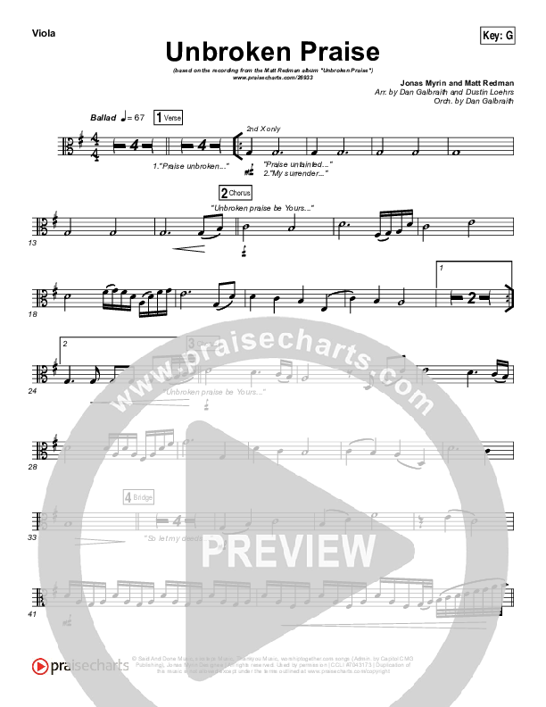 Unbroken Praise Viola (Matt Redman)