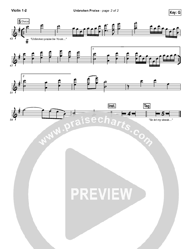Unbroken Praise Violin 1/2 (Matt Redman)