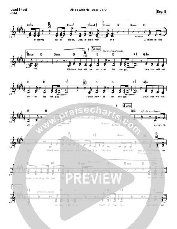Abide With Me Lead Sheet (SAT) (Matt Redman)