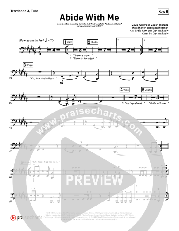 Abide With Me Trombone 3/Tuba (Matt Redman)