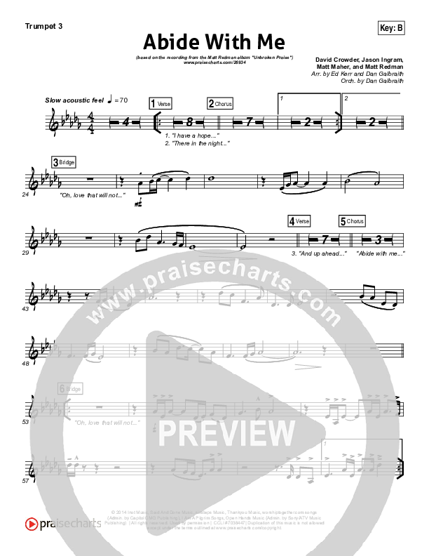 Abide With Me Trumpet 3 (Matt Redman)