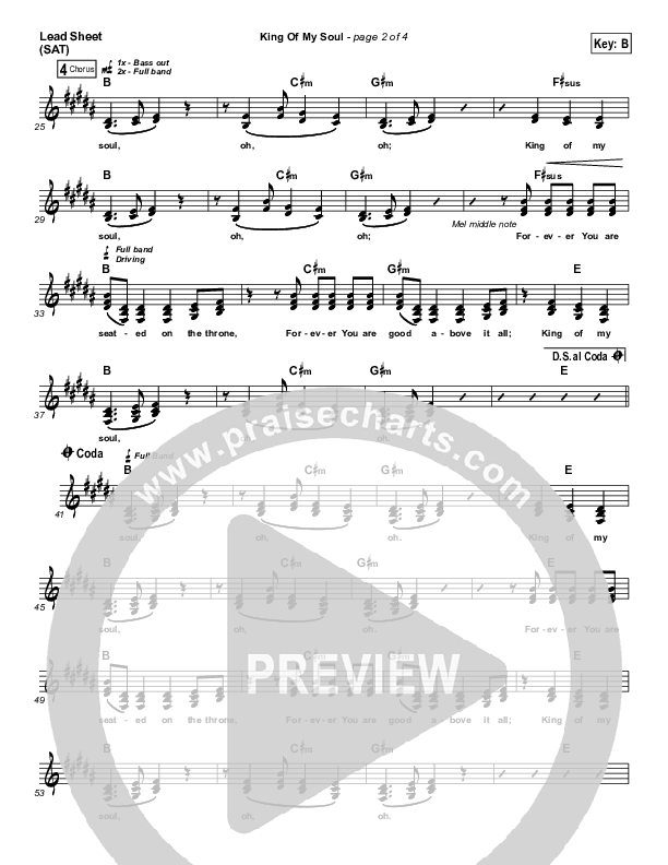 King Of My Soul Lead Sheet (SAT) (Matt Redman)