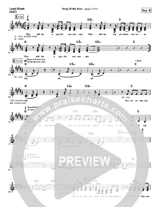 King Of My Soul Lead Sheet (SAT) (Matt Redman)