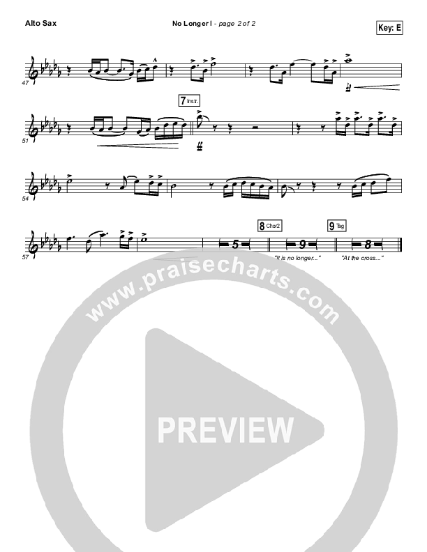 No Longer I Alto Sax (Matt Redman)