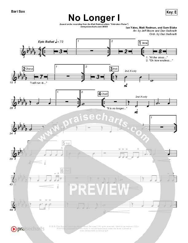 No Longer I Bari Sax (Matt Redman)