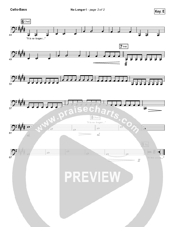 No Longer I Cello/Bass (Matt Redman)