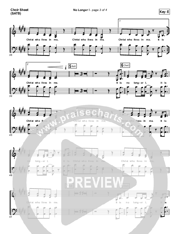 No Longer I Choir Vocals (SATB) (Matt Redman)