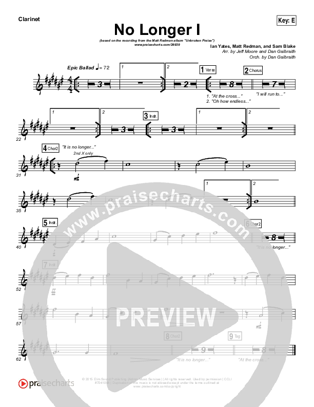 No Longer I Clarinet (Matt Redman)