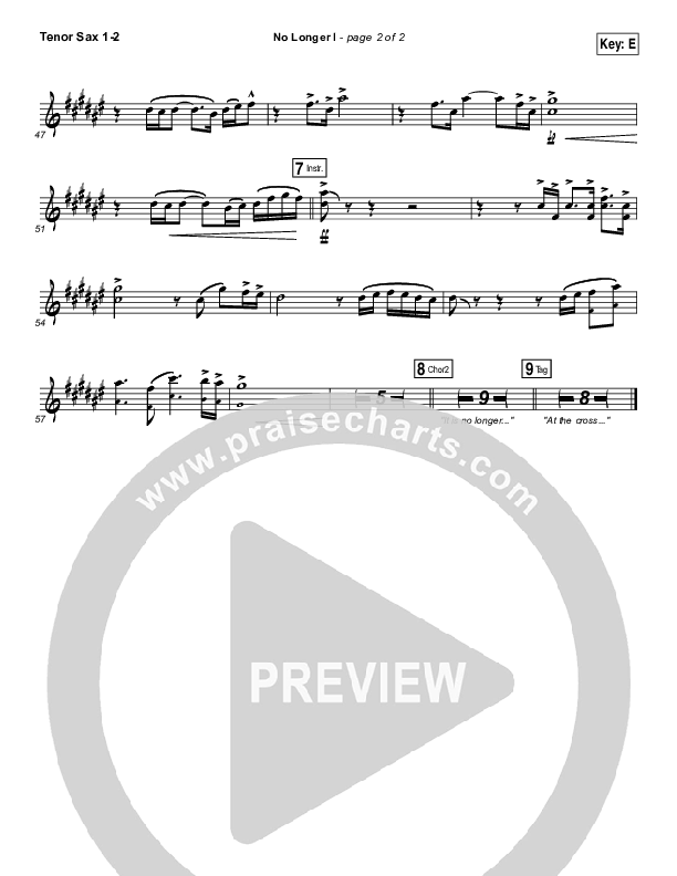 No Longer I Tenor Sax 1/2 (Matt Redman)