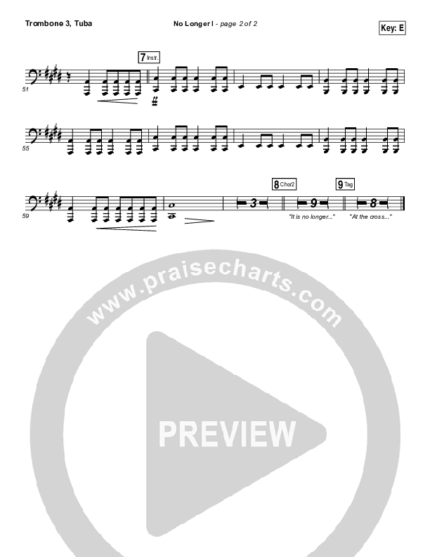 No Longer I Trombone 3/Tuba (Matt Redman)