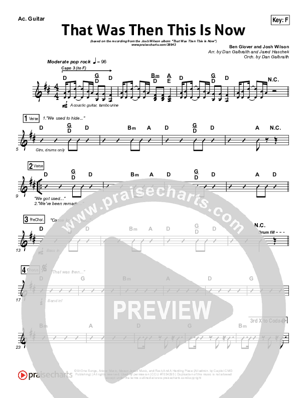 That Was Then This Is Now Rhythm Chart (Josh Wilson)