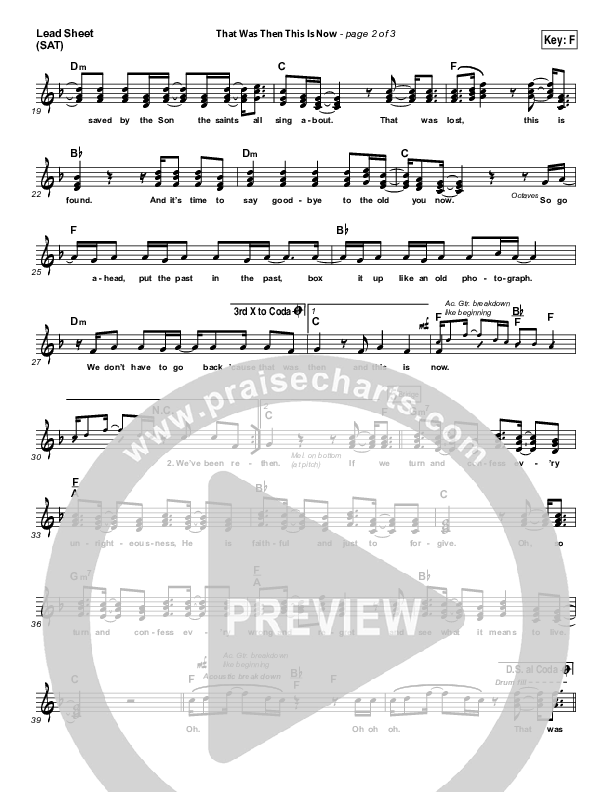 That Was Then This Is Now Lead Sheet (SAT) (Josh Wilson)