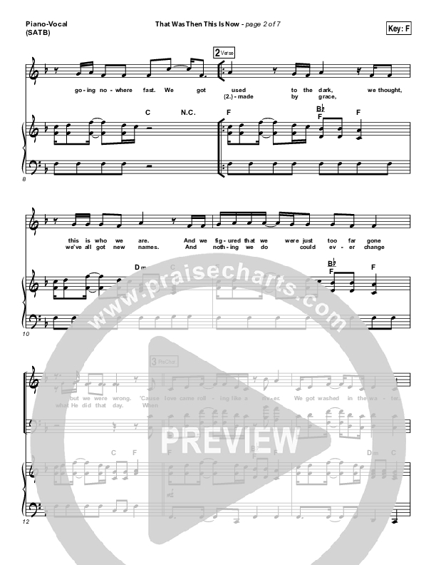 That Was Then This Is Now Piano/Vocal (SATB) (Josh Wilson)