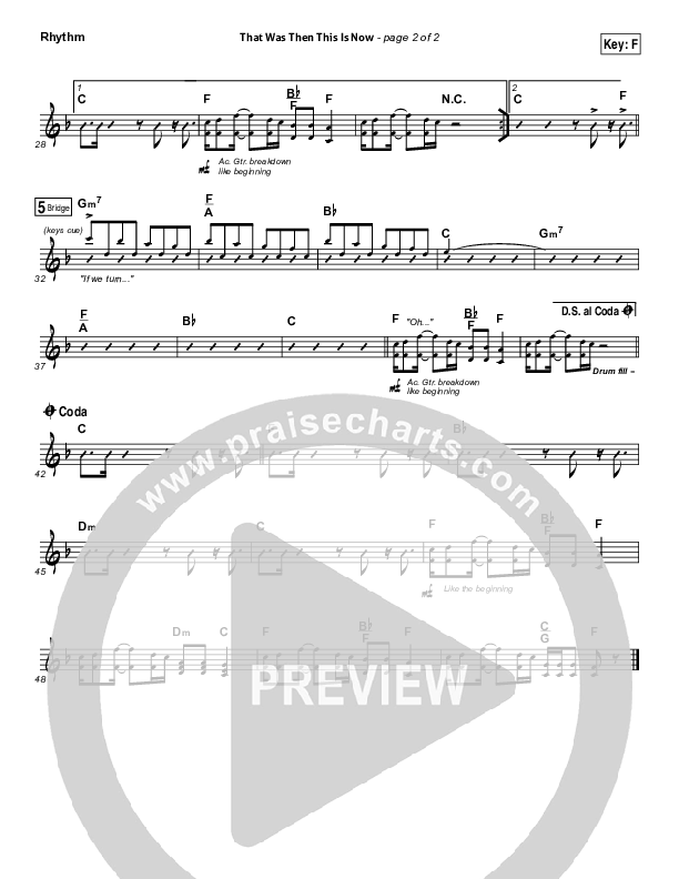 That Was Then This Is Now Rhythm Chart (Josh Wilson)