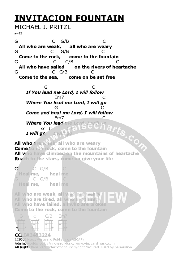 Invitacion Fountain Chords & Lyrics (Vineyard Music)