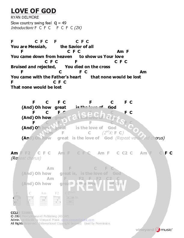 Love Of God Chords & Lyrics (Vineyard Music)