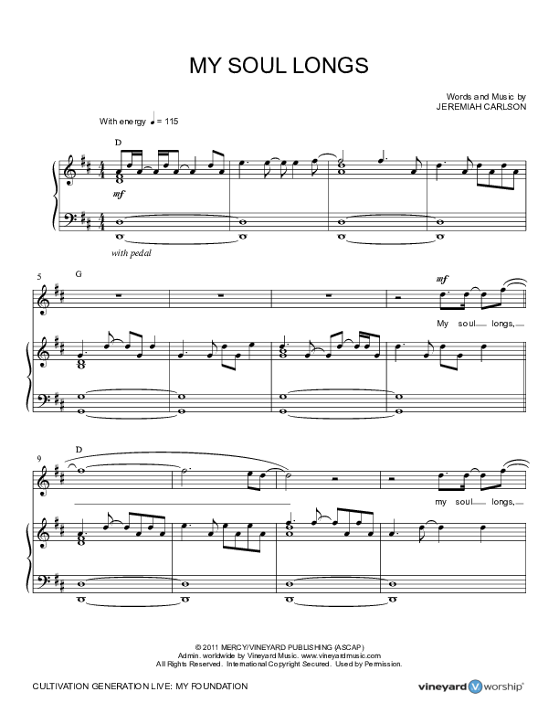 My Soul Longs Lead & Piano (Cultivation Generation)