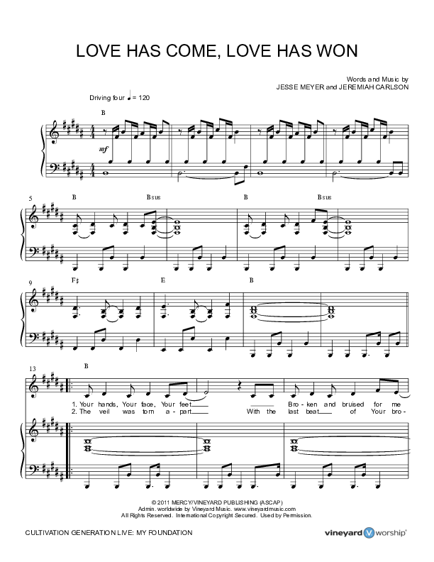 Love Has Come Love Has Won Lead & Piano (Cultivation Generation)