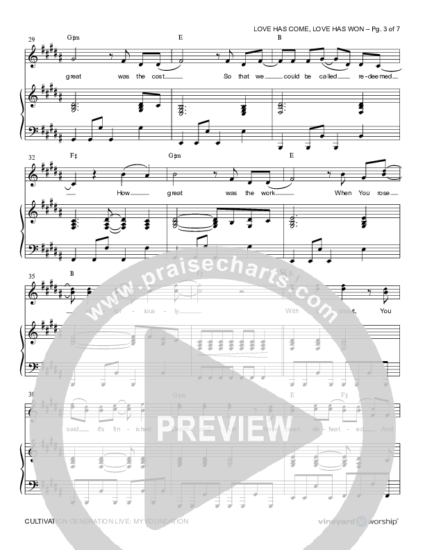 Love Has Come Love Has Won Lead & Piano (Cultivation Generation)