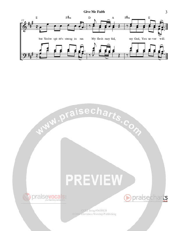 Give Me Faith Lead Sheet (PraiseVocals)