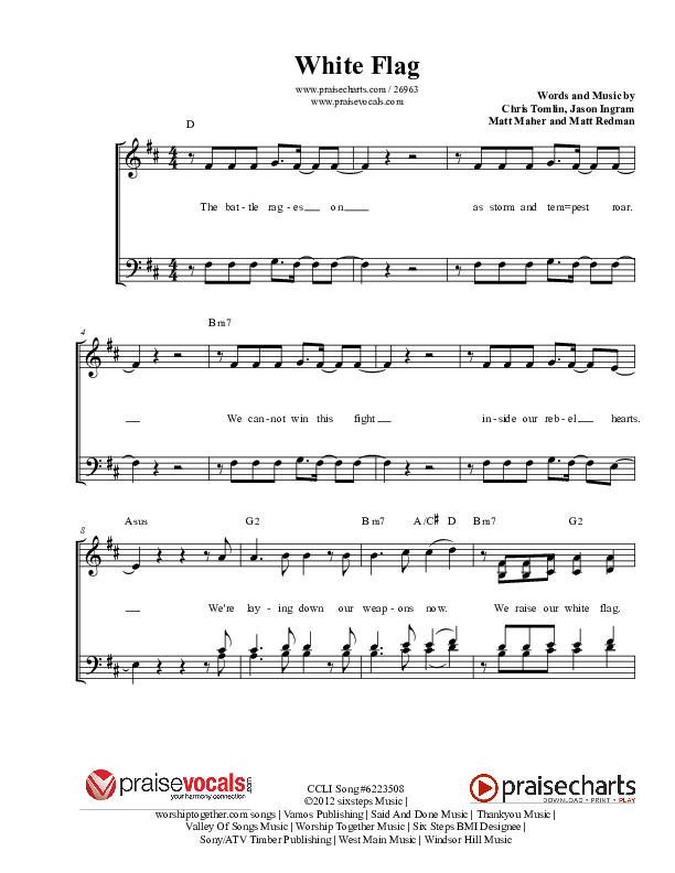 White Flag Lead Sheet (PraiseVocals)