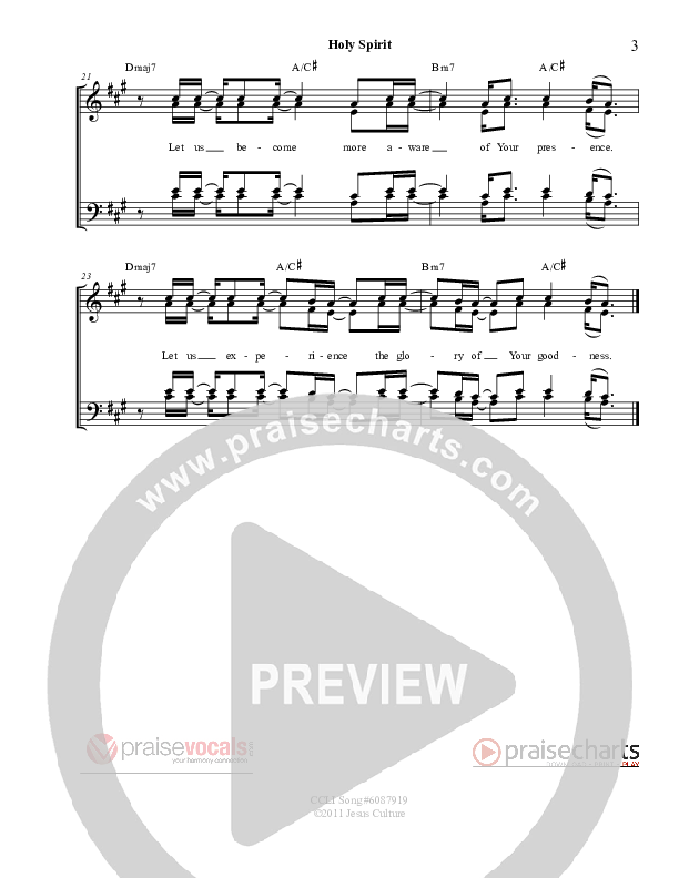 Holy Spirit  Lead Sheet (PraiseVocals)