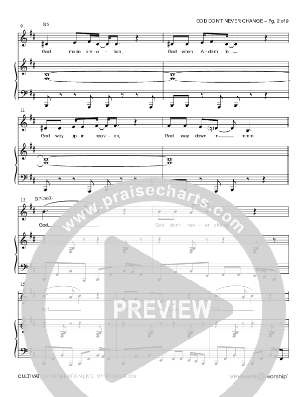 God Don't Never Change Lead & Piano (Cultivation Generation)